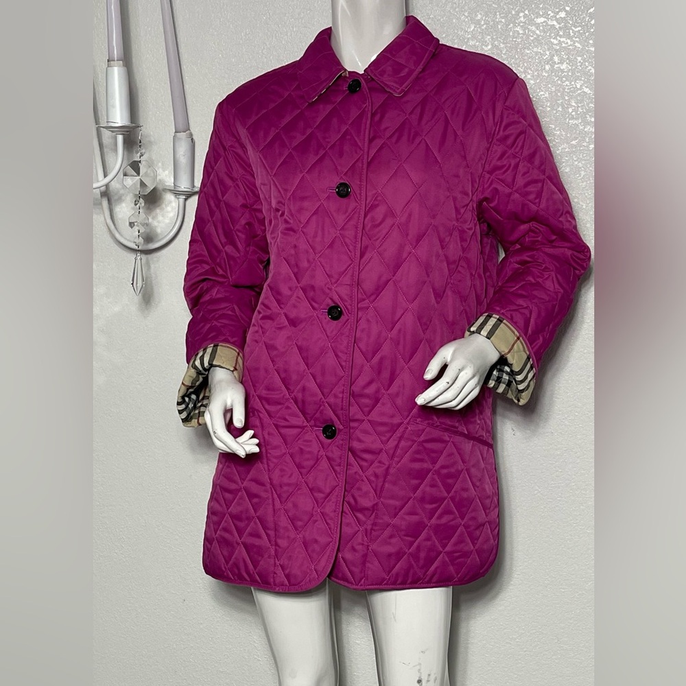 Burberry Fuchsia Quilted Women's Puffer Coat